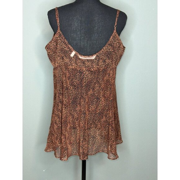 VTG Victoria's Secret Women's Large Y2K 90s Leopard Semi-Sheer Babydoll Top - Picture 2 of 11